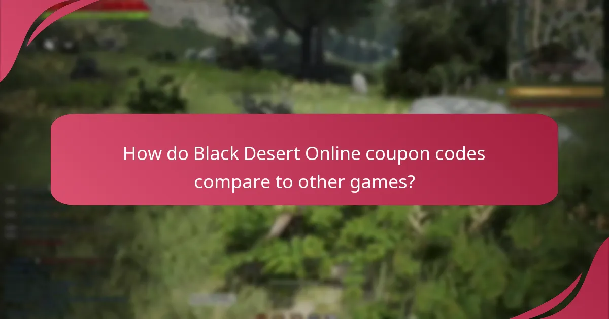 How do Black Desert Online coupon codes compare to other games?